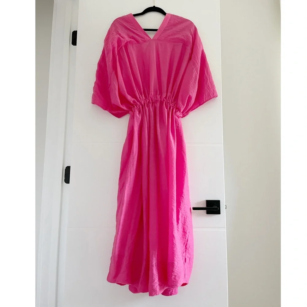 H&M lyocell-blend kaftan dress in cerise - Picture 9 of 13